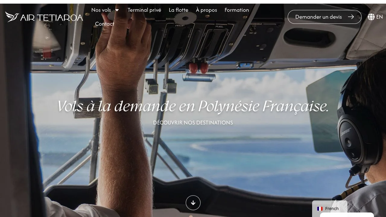 Site internet de la compagnie Air Tetiaroa
